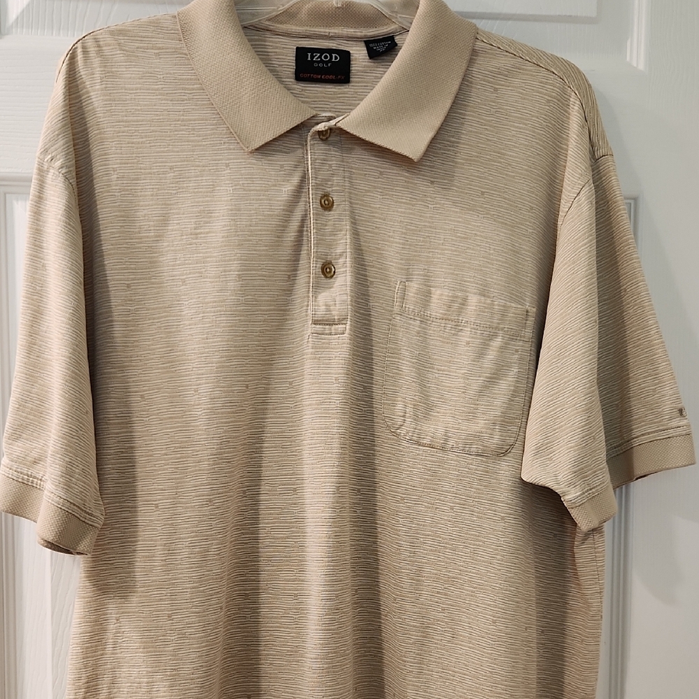 Izod Golf 100% Cotton Cool-FX Men's Beige Polo Shirt Size XL